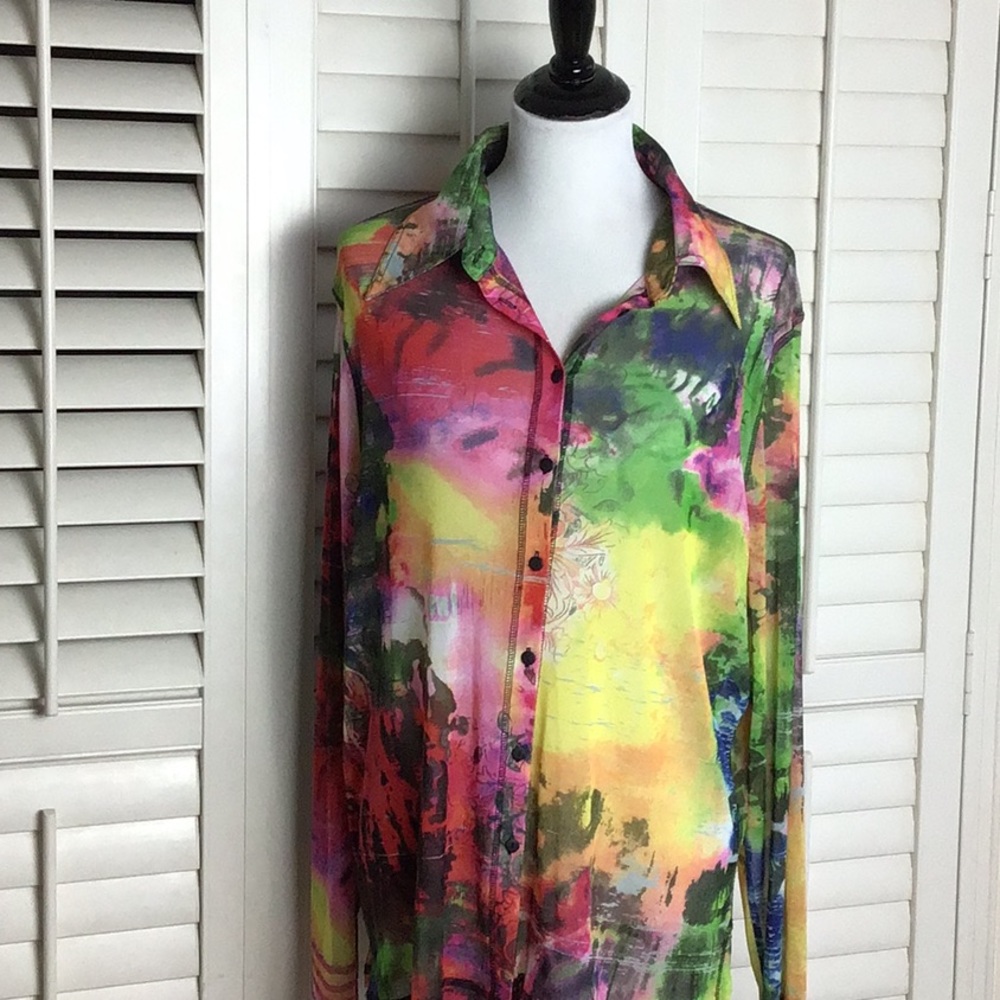 Vintage Alain Weiz semi Sheer Blouse Size 24
